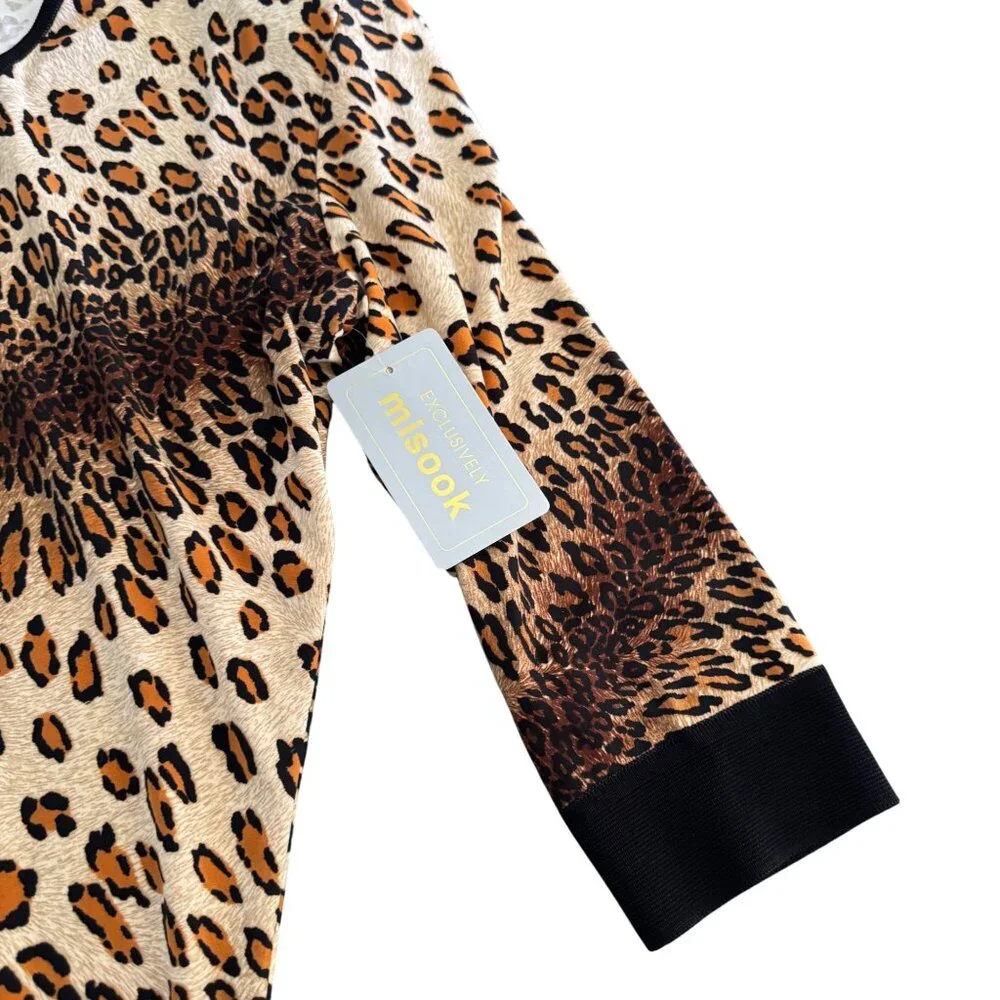 Exclusively Misook Women's Leopard Spot Pattern V-Neck Blouse Top, Size XS NWT - Picture 3 of 7